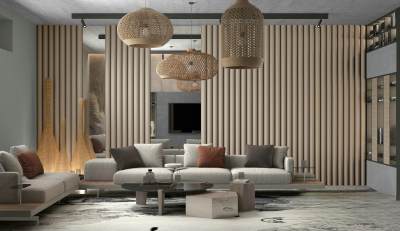 现代客厅 沙发 装饰画 吊灯